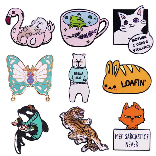 Cartoon Animal Enamel Pin Funny Pet Lapel Badge Brooch Gift