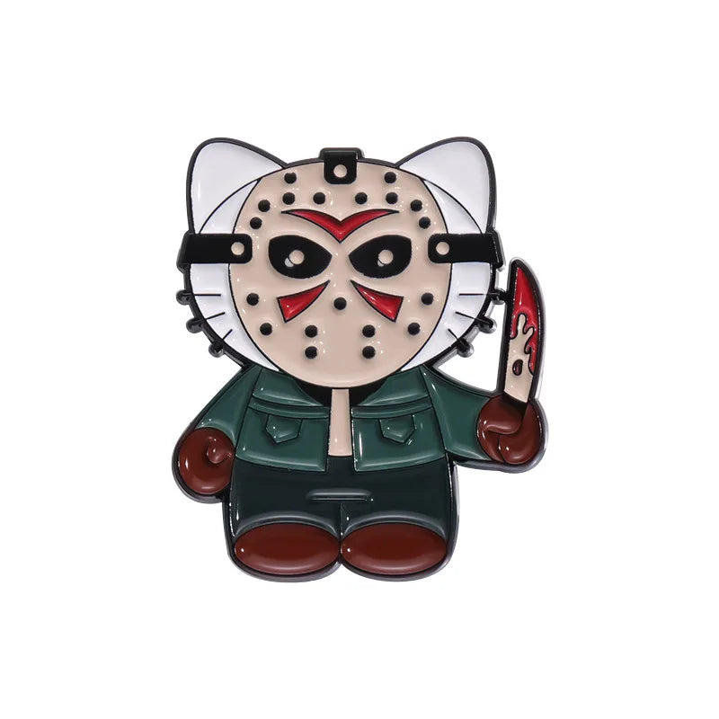 Horror Clown Cat Knife Enamel Pin Punk Lapel Brooch Gift