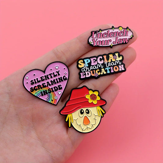 Rainbow Star Enamel Pin Unclench Jaw Brooch Silent Scream Badge Jewelry Gift
