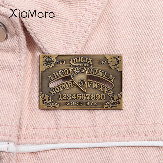 Sun Moon Bronze Enamel Ouija Board Brooch Lapel Badge Witchcraft Jewelry Gift