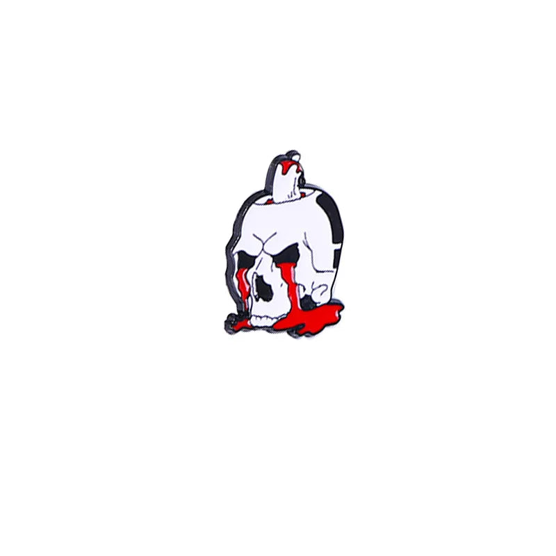 Skeleton Coffin Enamel Pins Bride Groom Heart Candle Brooch Punk Lapel Jewelry