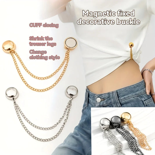 Magnetic Clothing Clip with Decorative Chain, Scarf Shawl Fastener for Modesty & Style