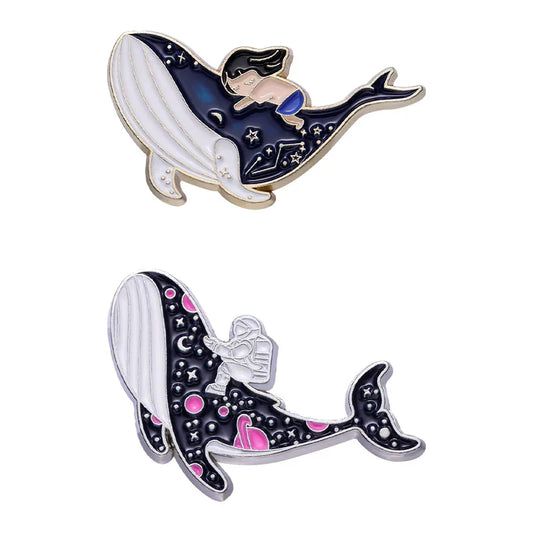 Astronaut Whale Enamel Pin Brooch Lapel Hat Backpack Jewelry Gifts