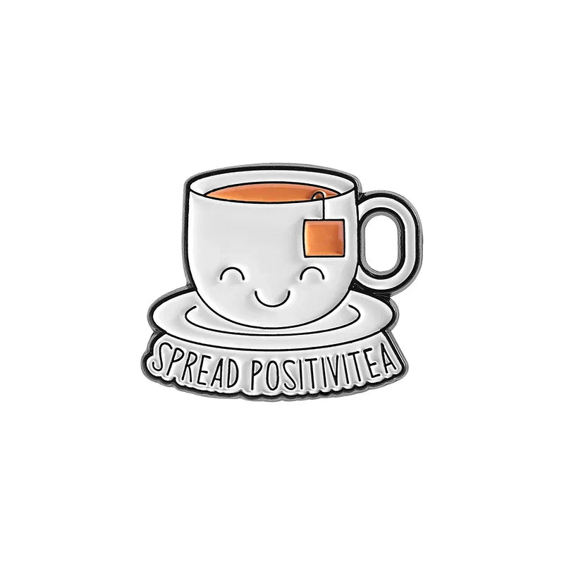 Creative Milk Tea Enamel Pins - Spread Positivi-Tea Lapel Badge Gift