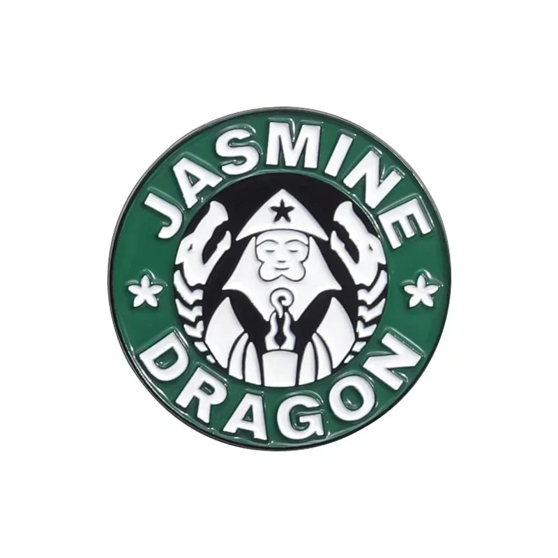 Jasmine Dragon Enamel Pins White Lotus Brooch Lapel Badge Jewelry Gift