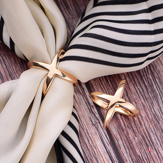 3pcs Cross Scarf Clip Metal Brooches Bow Buckle Holder Jewelry Accessory