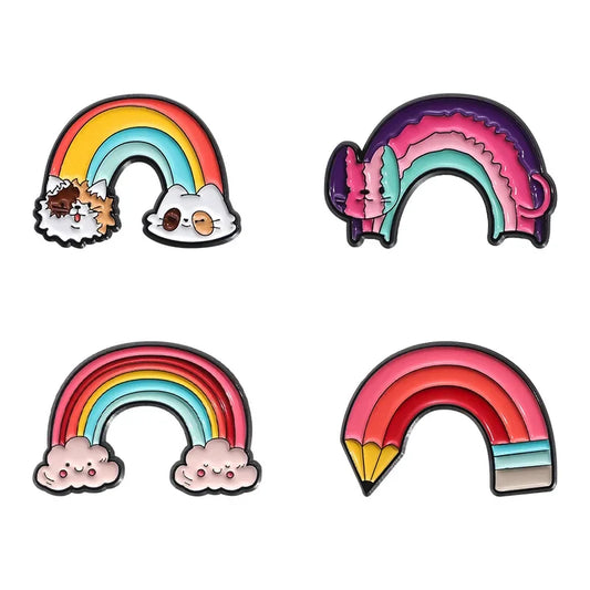 Rainbow Cat Cloud Enamel Pins Brooch Lapel Badge Jewelry Gift