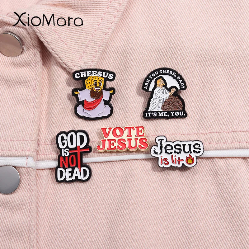God Is Not Dead Jesus Enamel Pin Christian Faith Brooch Lapel Badge