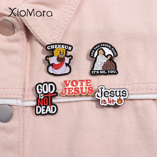 God Is Not Dead Jesus Enamel Pin Christian Faith Brooch Lapel Badge