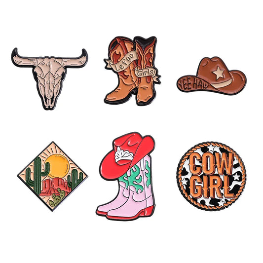 Vintage Cowgirl Enamel Pin Brooch Jewelry Wholesale Gift