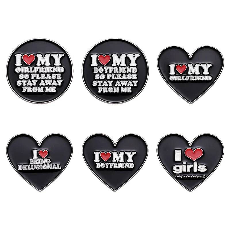 Red Heart Brooch Enamel Pin Funny Saying Badge Jewelry