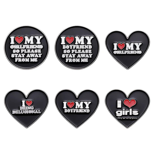 Red Heart Brooch Enamel Pin Funny Saying Badge Jewelry