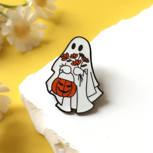 Cute Ghost Enamel Pin Pumpkin Brooch Halloween Jewelry Accessory