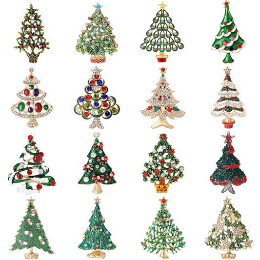 Rhinestone Star Christmas Tree Brooch Pearl Pin Jewelry Accessories