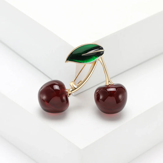 Cherry Enamel Brooch Pin Jewelry Accessories