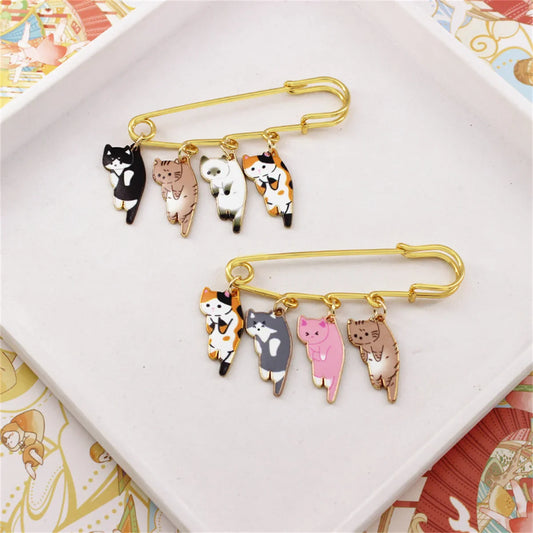 Kids Creative Cat Enamel Pins - Cute Black, White, Orange, Grey, Pink Cat Lapel Badge Jewelry