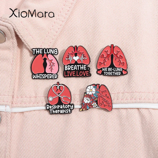 Respiratory Therapist Enamel Pin Lung Brooch Lapel Badge
