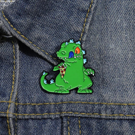 Cute Green Dinosaur Brooch Anime Style Metal Badge Accessory