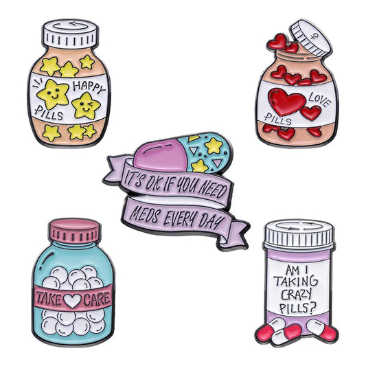 Medicine Bottle Acrylic Brooch Lapel Pin Jewelry Accessories