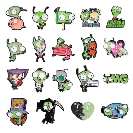 Invader Zim Enamel Pin Alien Brooch Lapel Backpack Gift