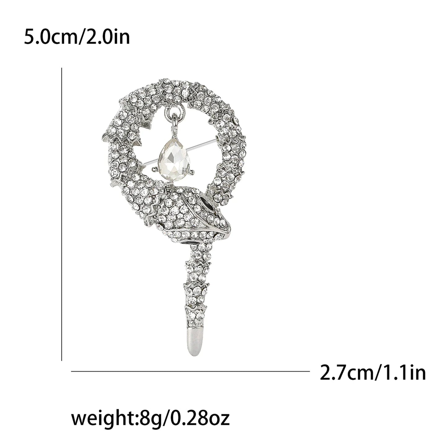 Rhinestone Snake Brooch Unisex Glass Animal Pin Jewelry Accessories