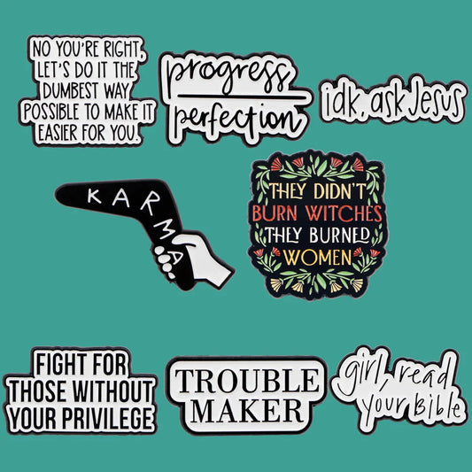 Boomerang Quotes Enamel Pin Flower Lapel Brooch Badge Jewelry Gift