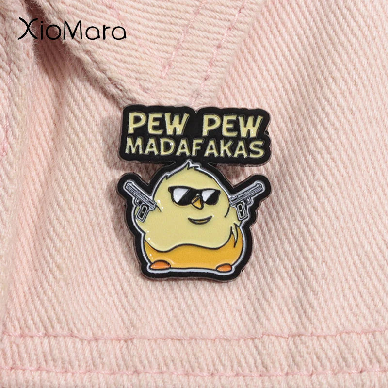 Pew Pew Madafakas Duck Enamel Pin Brooch Lapel Badge Gift