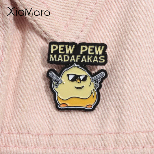 Pew Pew Madafakas Duck Enamel Pin Brooch Lapel Badge Gift