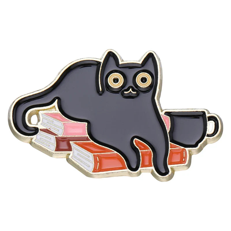 Cute Kitten Coffee Cup Enamel Pin Brooch Badge Accessories Gifts