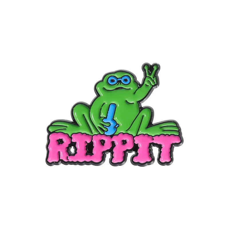 Cute Frog Scissorhands Enamel Pins - Creative Cartoon Animal Brooches Lapel Badges Jewelry Gift