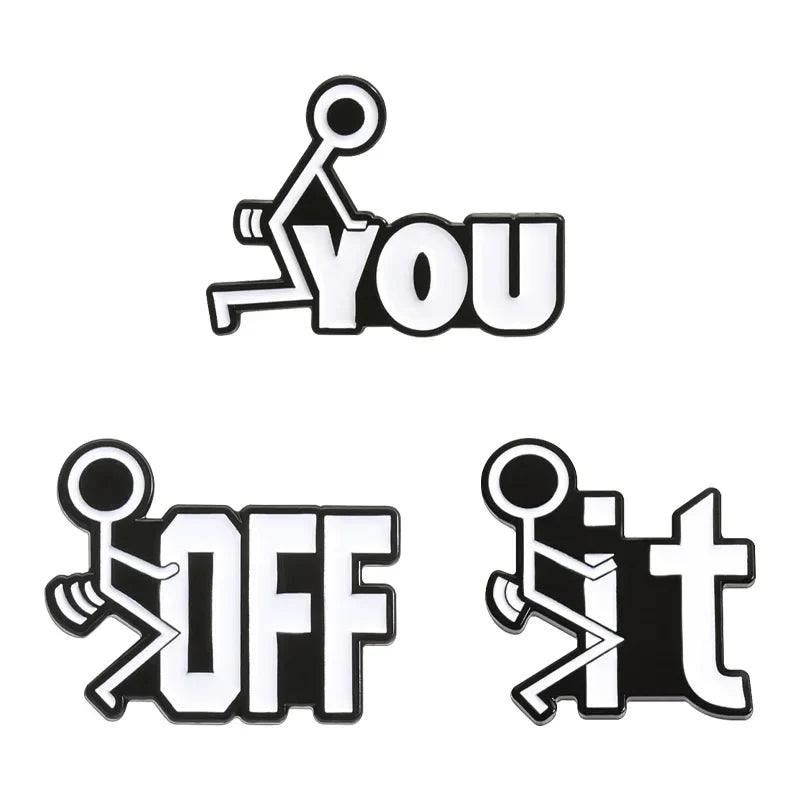 Funny Stick Figure Enamel Pins Satirical Brooch Lapel Badge Jewelry Gift