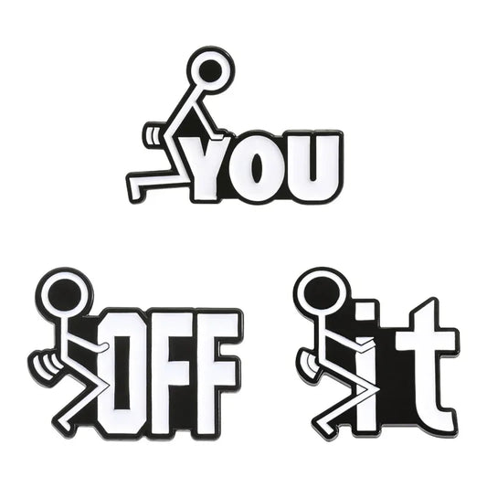 Funny Stick Figure Enamel Pins Satirical Brooch Lapel Badge Jewelry Gift
