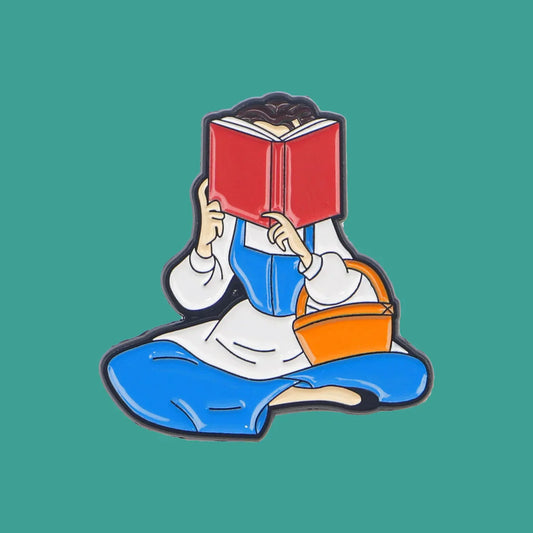 Reading Girl Enamel Pin Cartoon Lapel Brooch Badge for Backpacks and Clothes