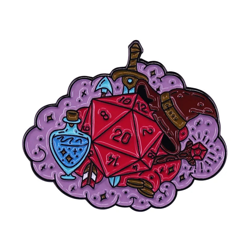 Enamel Pins Funny Game Badge Dice Dragon Sloth Lapel Pin Animal Jewelry Gifts Wholesale