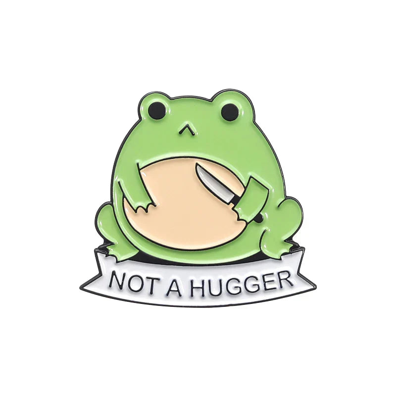 Not A Hugger Hedgehog Cactus Pufferfish Frog Enamel Pins Brooch Lapel Badge Jewelry Gift Wholesale