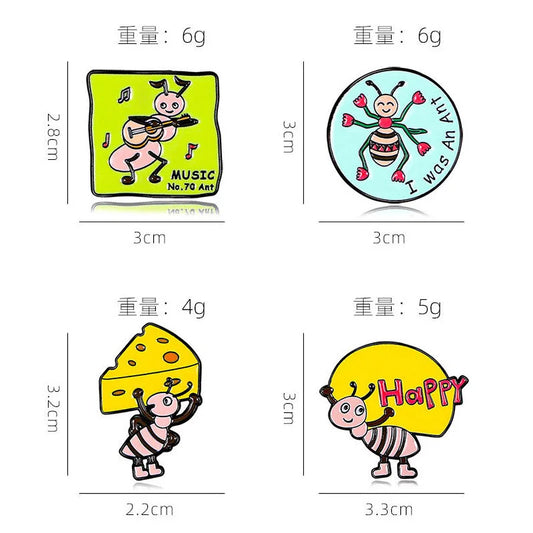 Cartoon Ant Guitar Enamel Pin Brooch Badge Jewelry