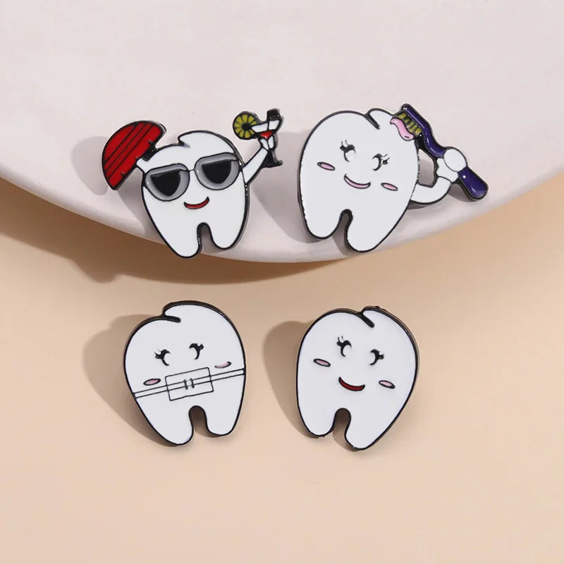 Teeth Care Fun Christmas Hat Brooches Bags Hats Leather Jackets Accessories Jewelry