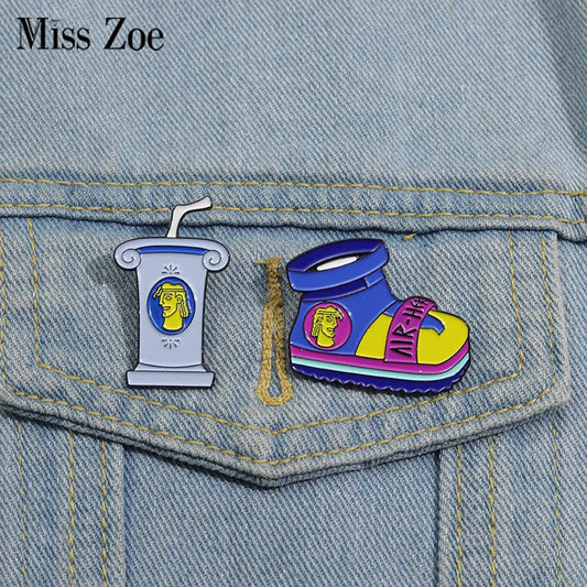 Childhood Anime Enamel Pins Cartoon Shoes Brooches Lapel Badges Jewelry Gift