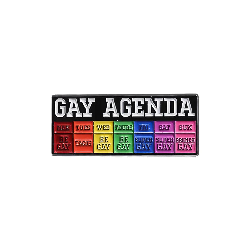 Pride LGBT Enamel Pins Custom Gay Agenda Brooches Lapel Badges Rainbow Jewelry Gift