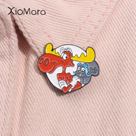 Comedy Cartoon Mouse Deer Enamel Pin Brooch Lapel Badge Jewelry Gift