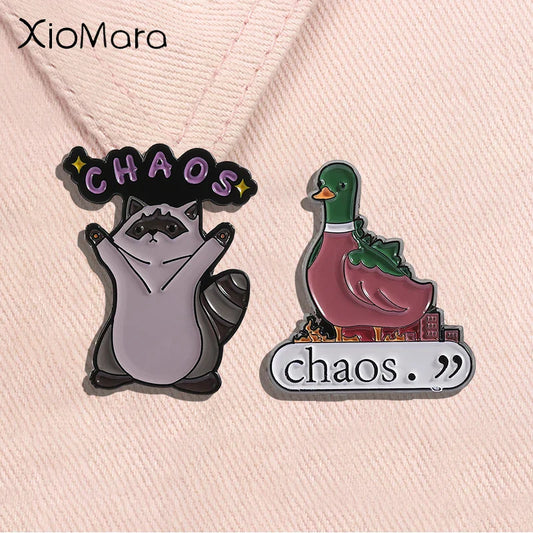 Raccoon Enamel Pin Cartoon Pigeon Brooch Lapel Backpack Badge Jewelry Gift