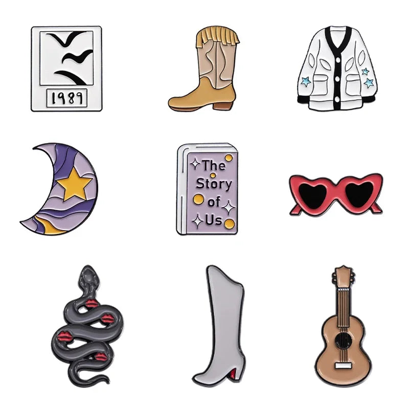 Creative Guitar Enamel Pins Cartoon Brooches Lapel Badge Jewelry Decor Shirt Sweater Ornaments