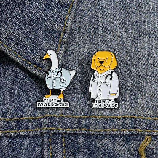 Cartoon Animal Doctor Brooch Puppy Duck Badge Trendy Accessories
