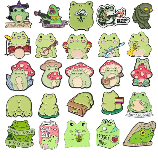 Rainbow Frog Enamel Pin Brooch - Cute Cartoon Jewelry Gift