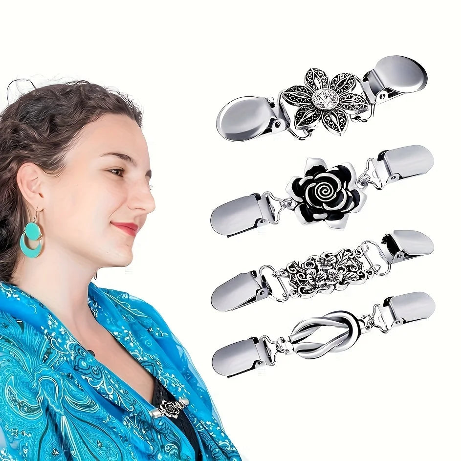 Classic Brooch Cardigan Clip - Multiple Styles for Sweater/Shawl/Shirt Decor - Ideal for Official Attire