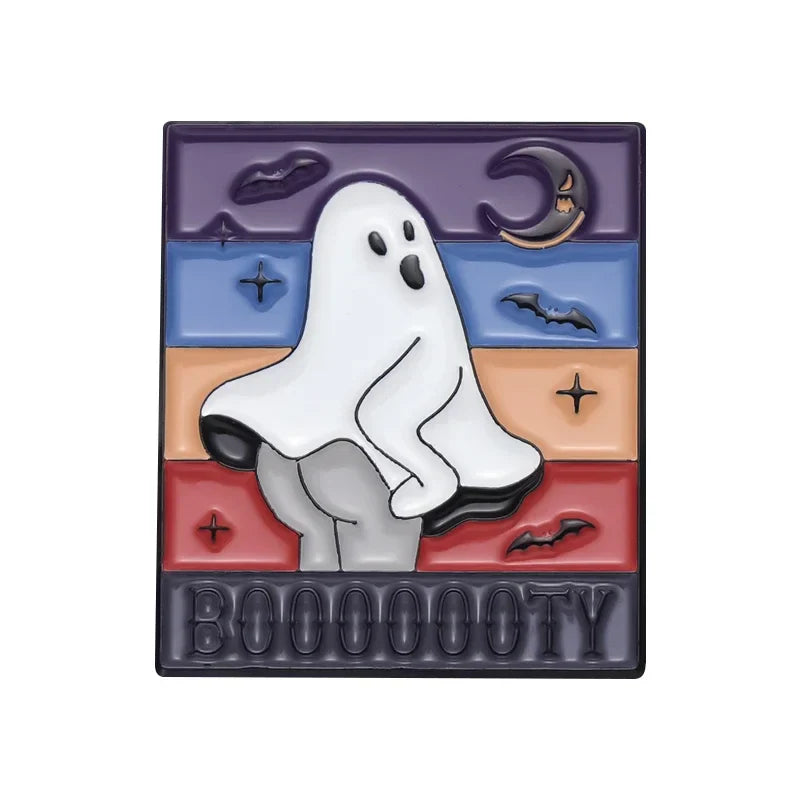 Cartoon Ghost Enamel Pin Spooky Brooch Halloween Gift Rainbow Starry Night Goth Wholesale