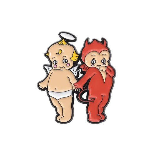 Cute Angel & Devil Baby Enamel Pins Cartoon Anime Brooches for Backpack Lapel Badge Jewelry Gifts