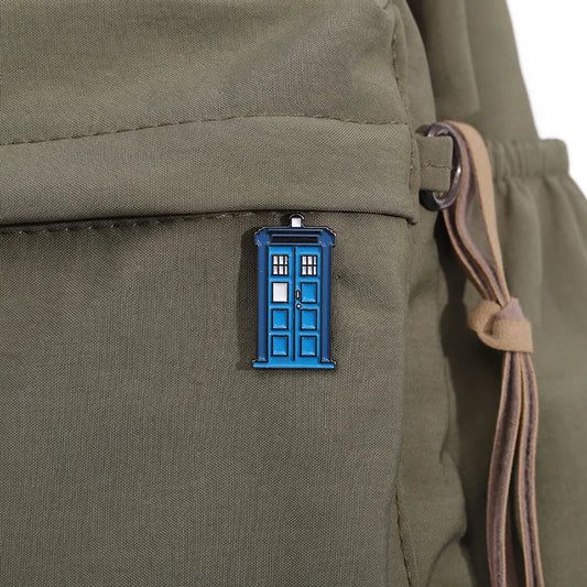 Blue Retro Phone Booth Brooch Badge - Personalized, Exquisite Style