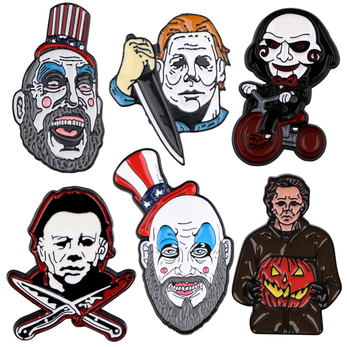 Horror Movie Enamel Pins Cartoon Brooch Backpack Hat Bag Lapel Badges Fashion Jewelry Halloween Gift