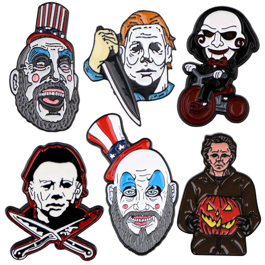 Horror Movie Enamel Pins Cartoon Brooch Backpack Hat Bag Lapel Badges Fashion Jewelry Halloween Gift